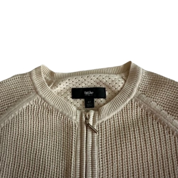 Mossimo Women's S Tan Zip Up Knit Cropped Long Sleeves Crew Neck Sweater Top - Picture 8 of 16